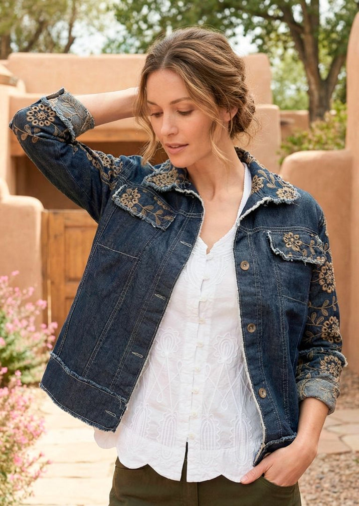 ZF158 Sienna Embroidered Raw Denim Jacket