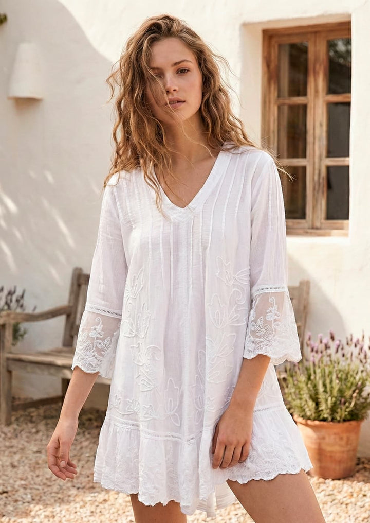 S16-013 Lola 3/4 Sleeve Cotton Tunic