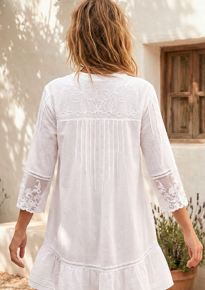 S16-013 Lola 3/4 Sleeve Cotton Tunic