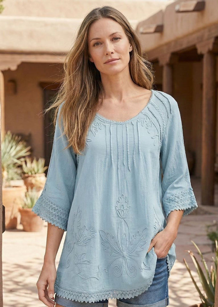 S18-686 Adara 3/4 Sleeve Cotton Tunic
