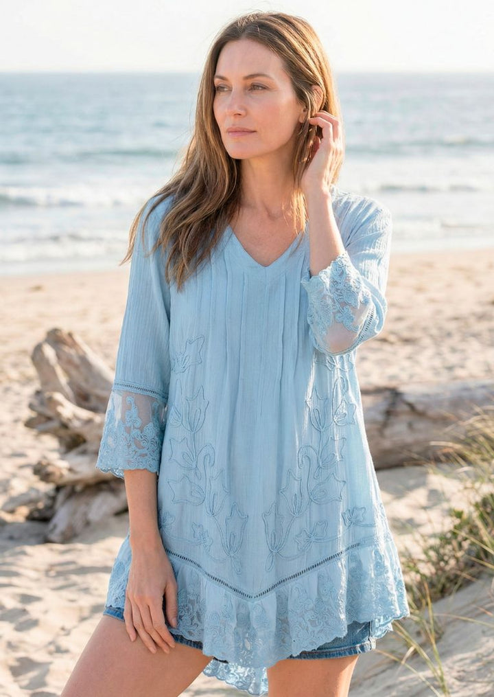 S16-013 Lola 3/4 Sleeve Cotton Tunic