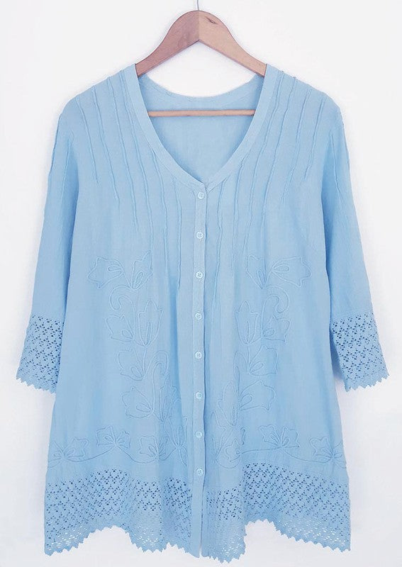 S12-345 Royal Button-down Cotton Tunic