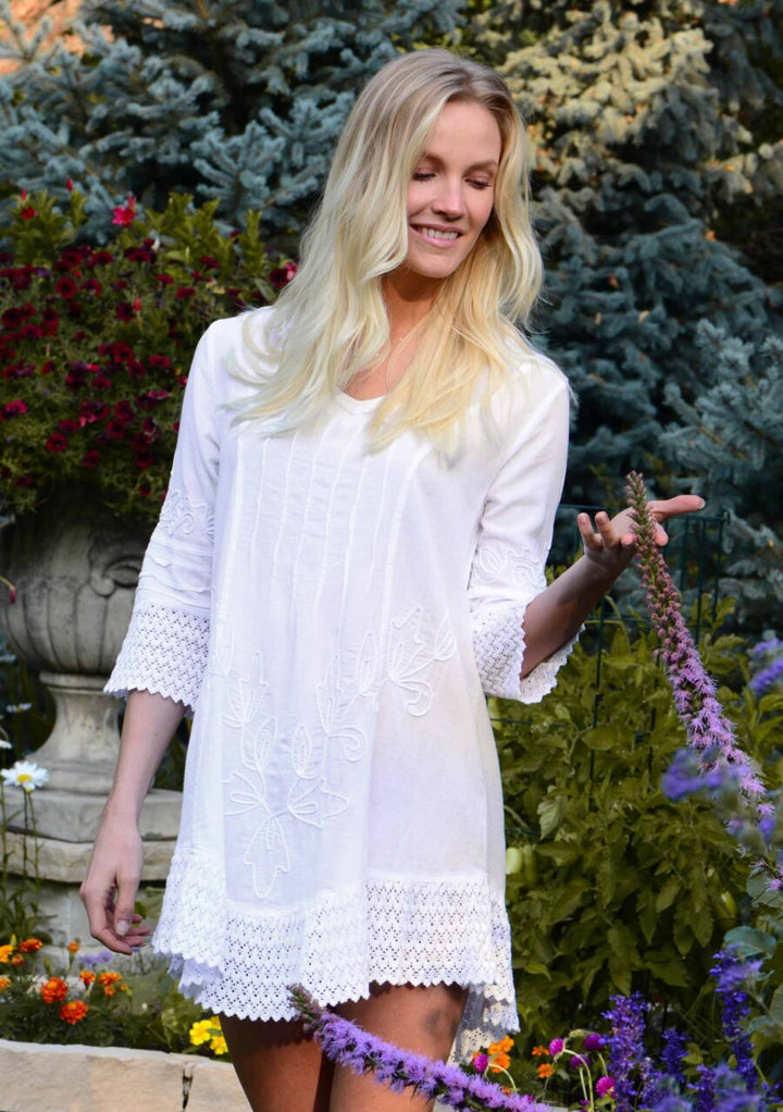 Olenka V-neck 3/4 Sleeve Cotton Tunic