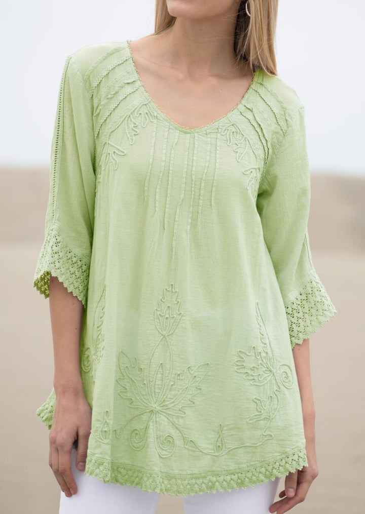 Adara V-neck 3/4 Sleeve Cotton Tunic