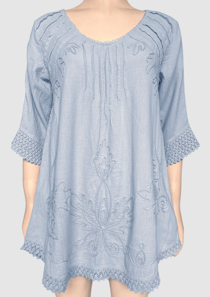 Adara V-neck 3/4 Sleeve Cotton Tunic
