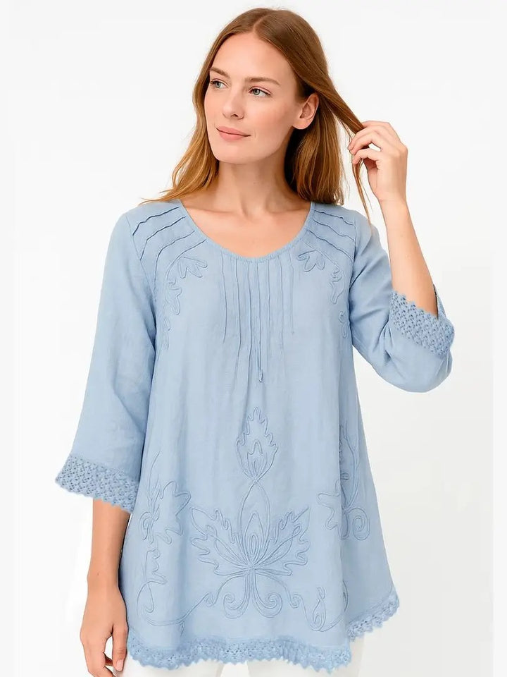 S18-686 Adara 3/4 Sleeve Cotton Tunic