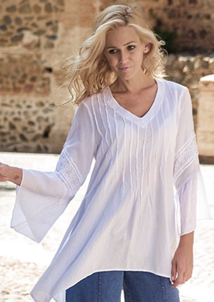 Aitana V-neck Bell Sleeve Cotton Top