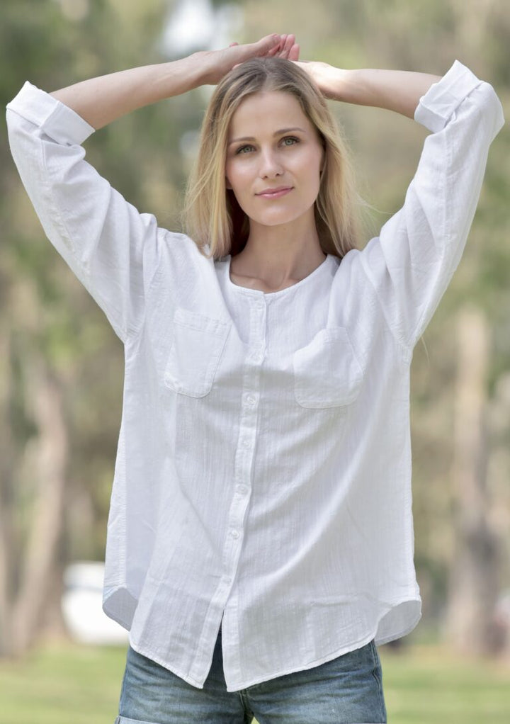 Leryn Long Sleeve Cotton Top