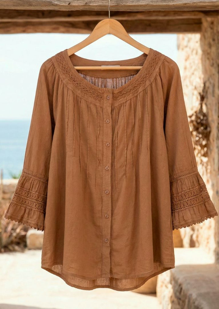 S23-851 Jolie 3/4 Sleeve Cotton Top