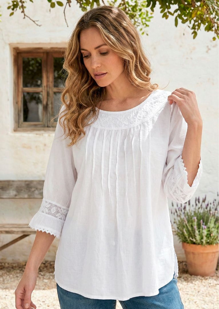 S23-854 Odilia 3/4 Sleeve Cotton Top