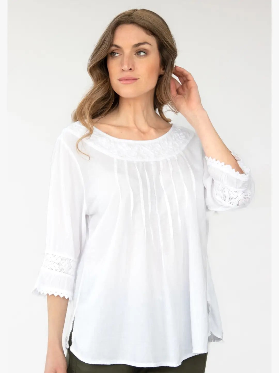 S23-854 Odilia 3/4 Sleeve Cotton Top