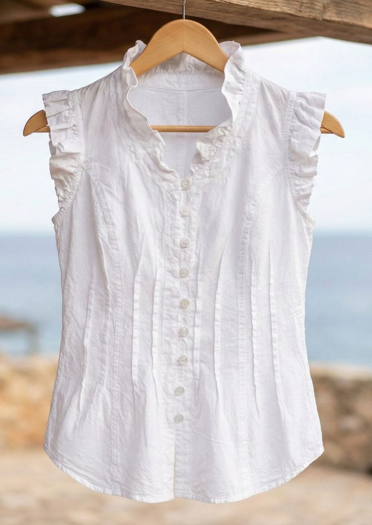 S24-868 Giani Ruffled Sleeve Cotton Top