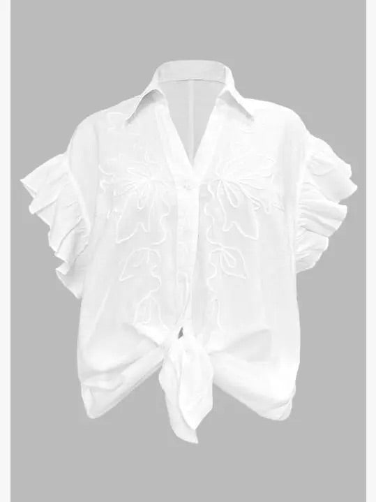 S24-870 Marlee Ruffled Sleeve Cotton Top