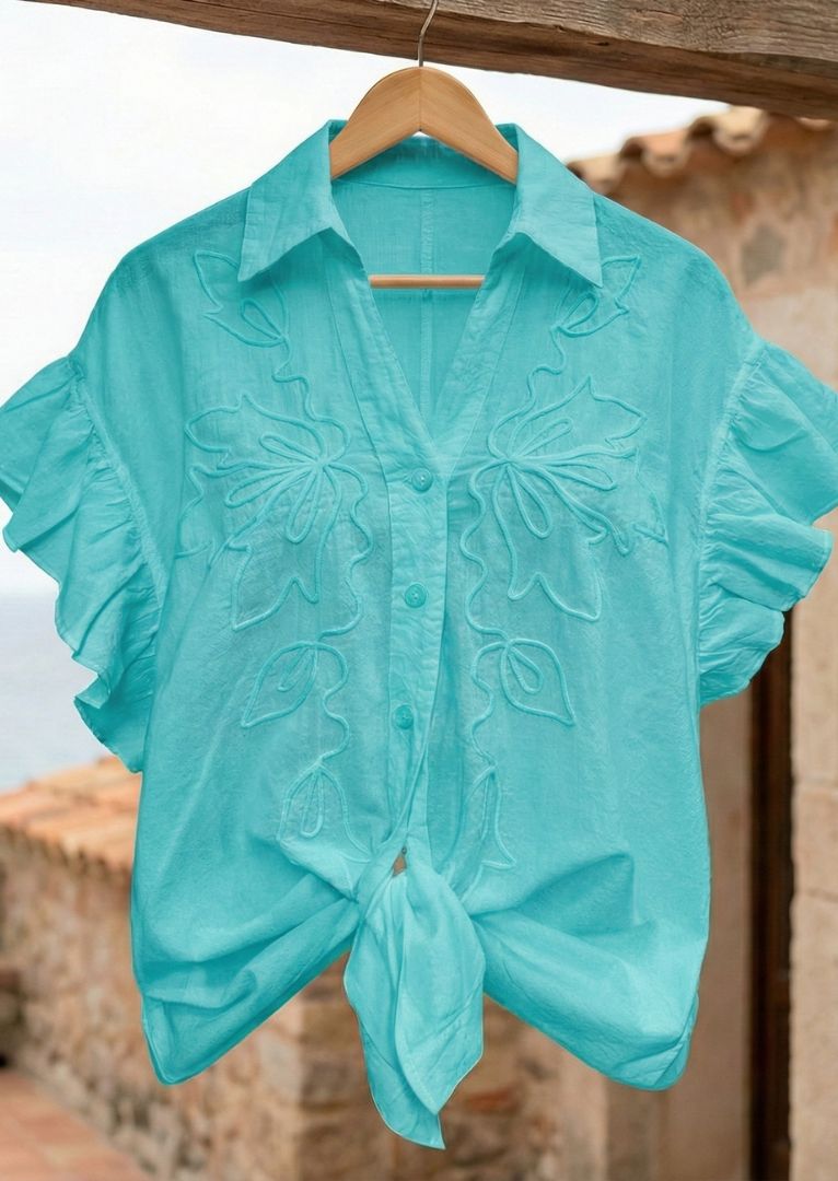 S24-870 Marlee Ruffled Sleeve Cotton Top
