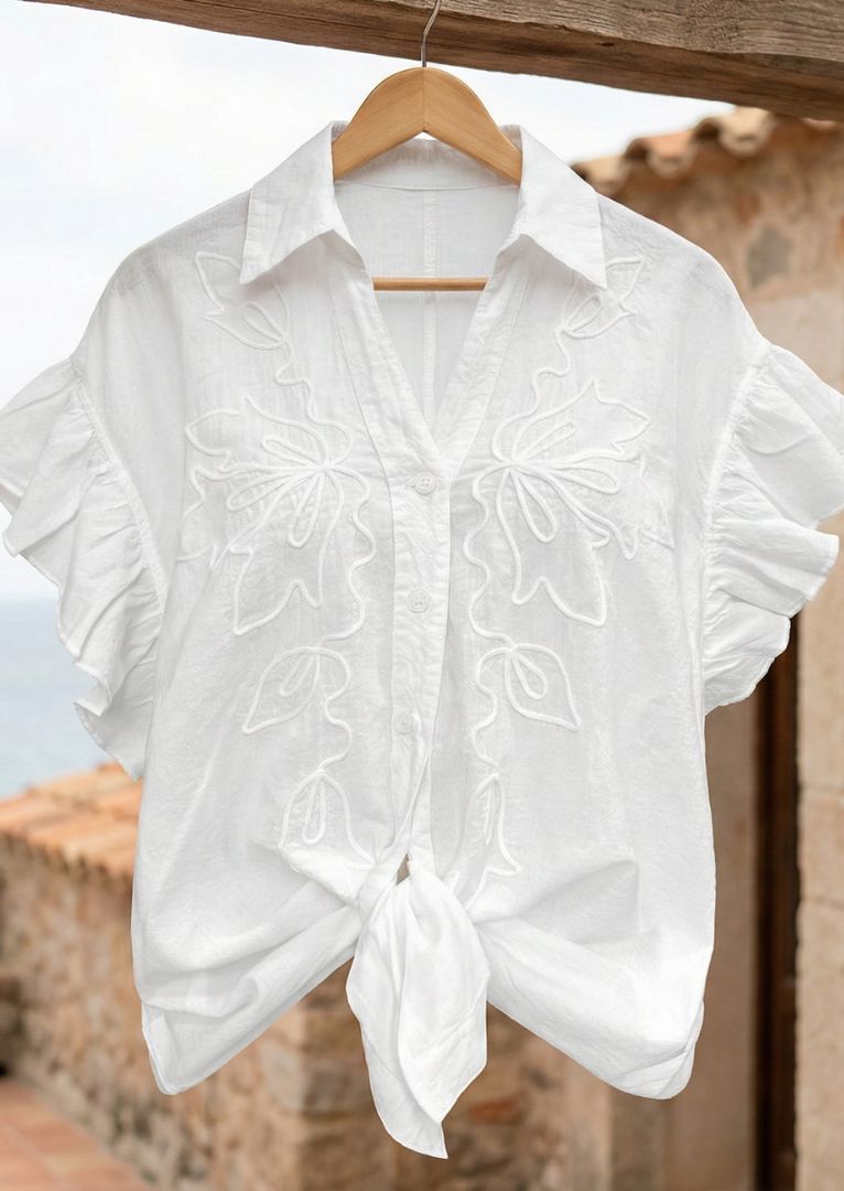 S24-870 Marlee Ruffled Sleeve Cotton Top