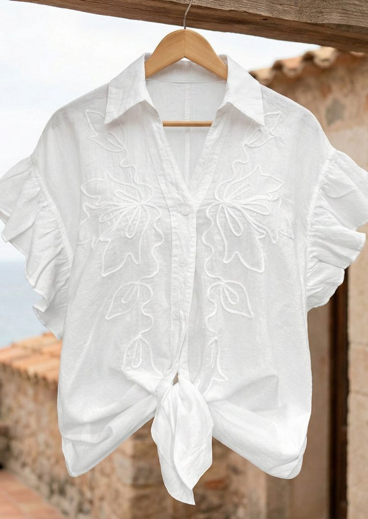 S24-870 Marlee Ruffled Sleeve Cotton Top