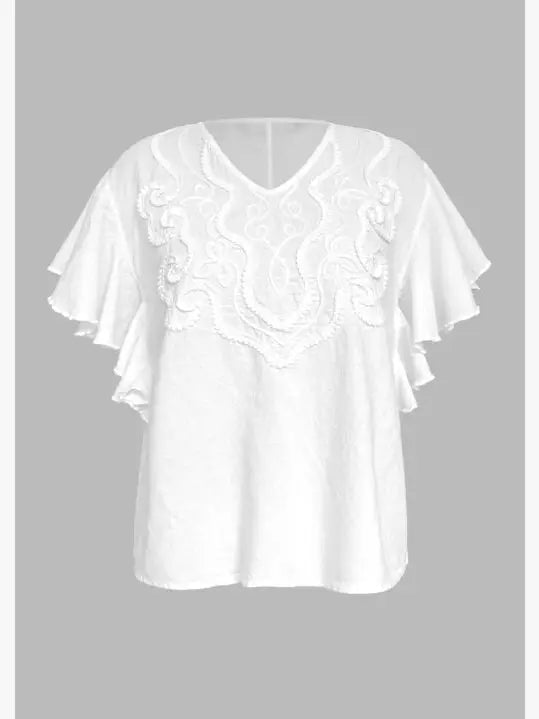 S24-873 Cataleya Ruffled Sleeve Cotton Top