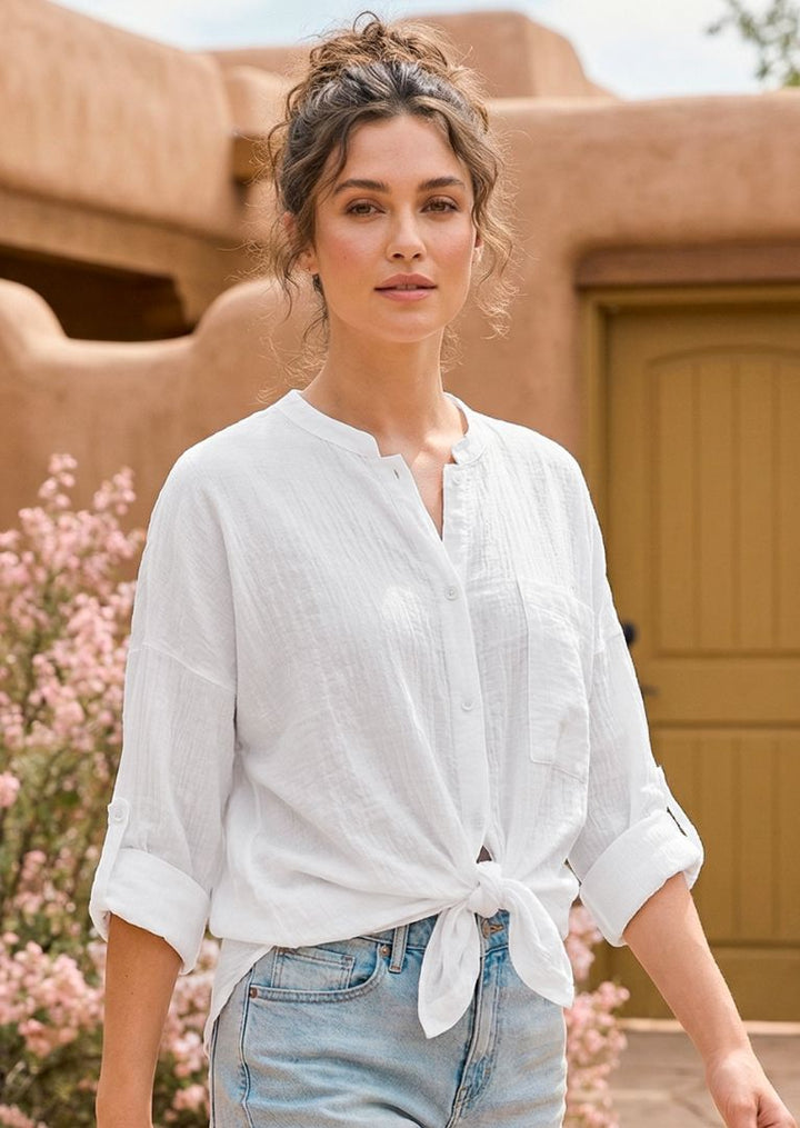 S24-877A Olga Long Sleeve Cotton Blouse