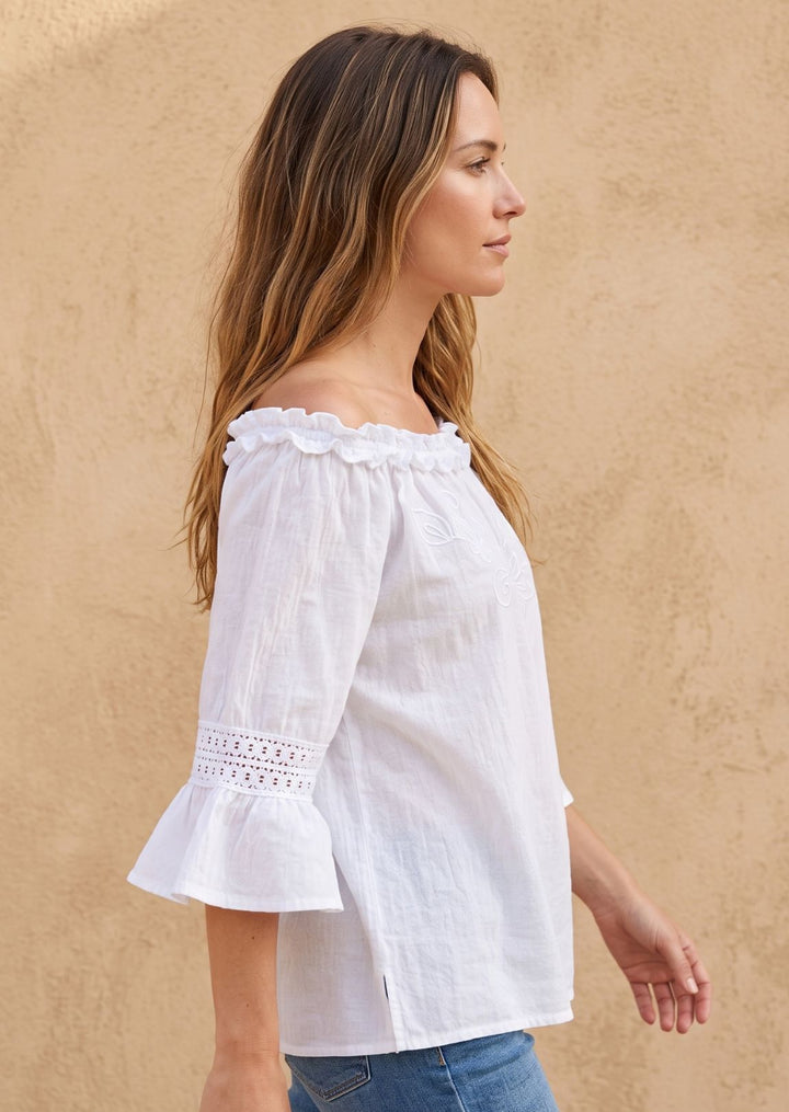 S24-878 Maryorie Ruffled Neck Cotton Top