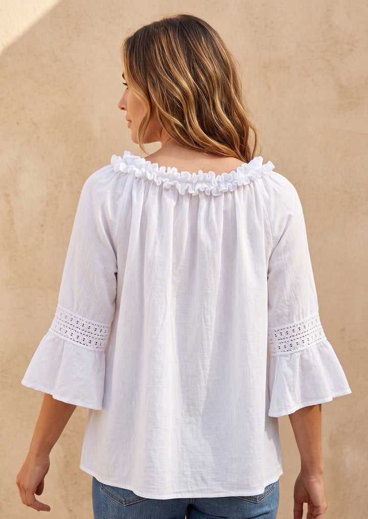 S24-878 Maryorie Ruffled Neck Cotton Top