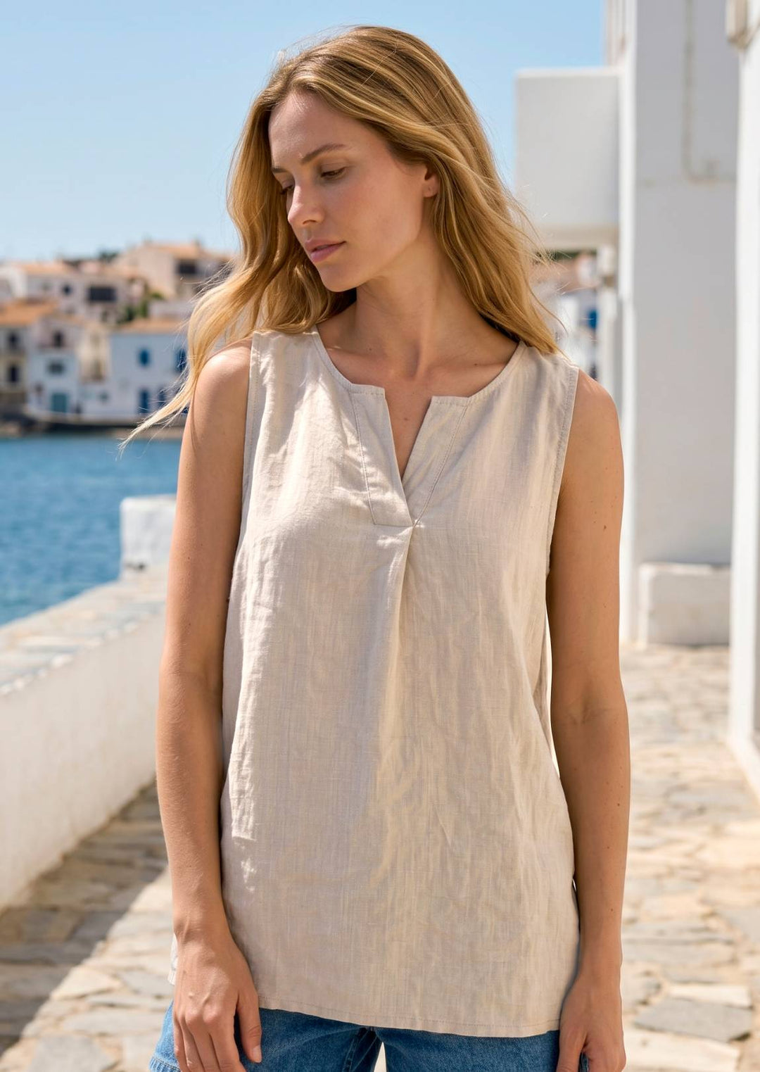 SA20255 Freya Sleeveless Linen Top