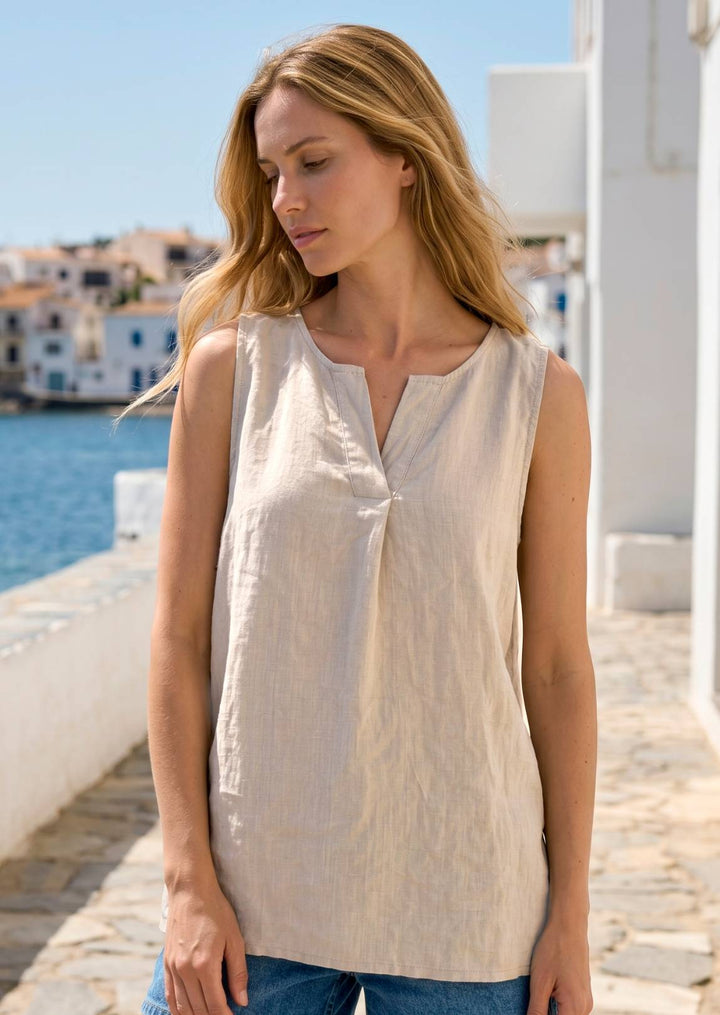 SA20255 Freya Sleeveless Linen Top