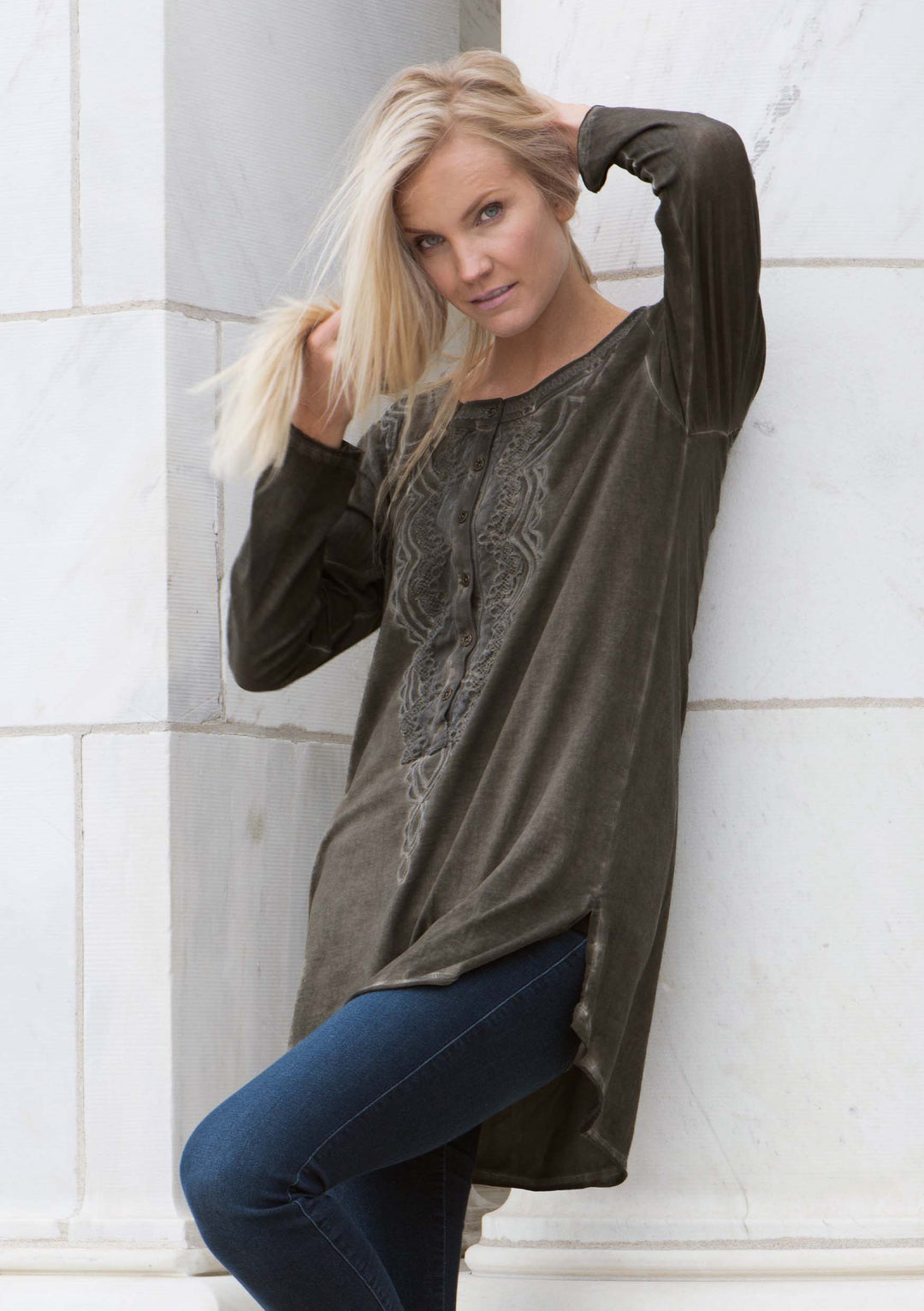 Angeli Long Sleeve Knit Cotton Top