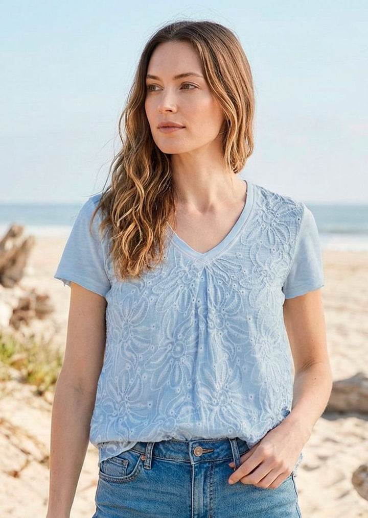 TP-228 Alodi Embroidered Silk Top