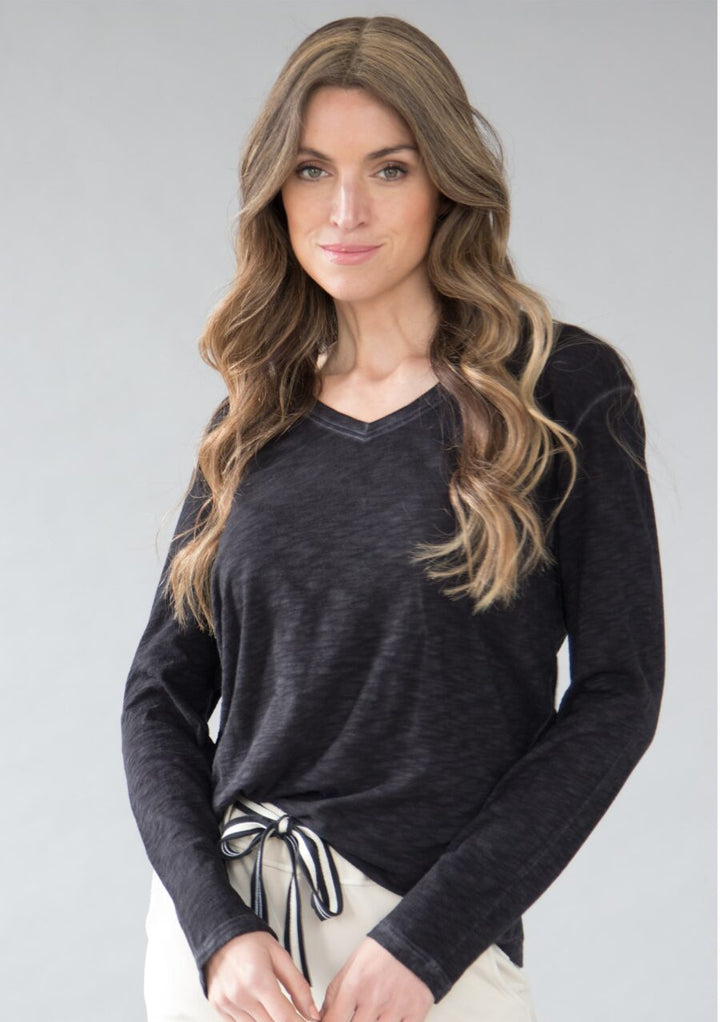 Remi Long Sleeve Slub Cotton Top