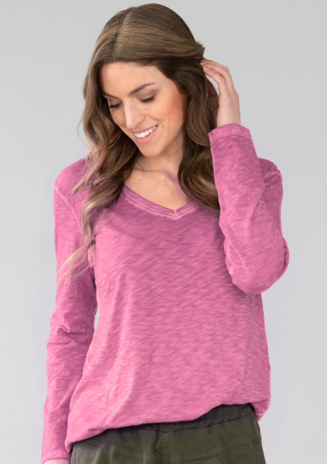 Remi Long Sleeve Slub Cotton Top
