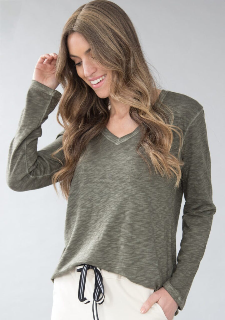 Remi Long Sleeve Slub Cotton Top