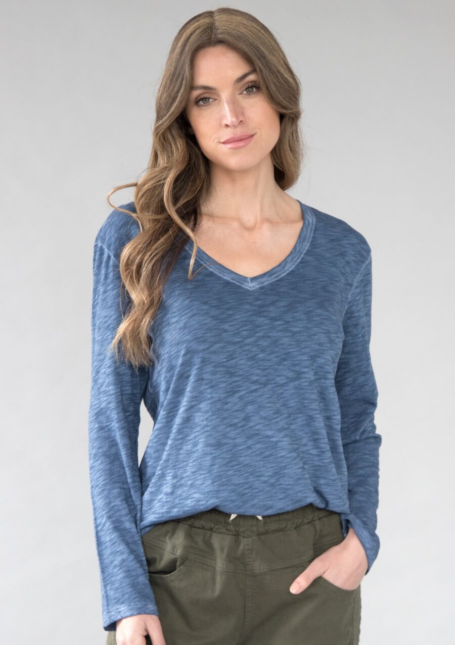 Remi Long Sleeve Slub Cotton Top