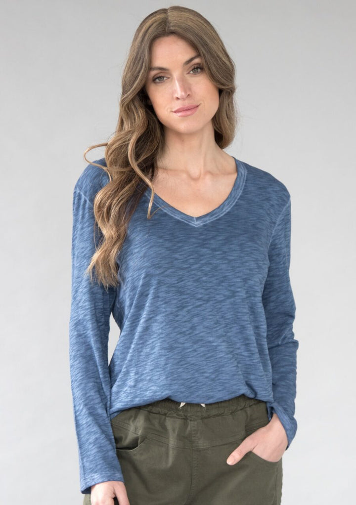 Remi Long Sleeve Slub Cotton Top