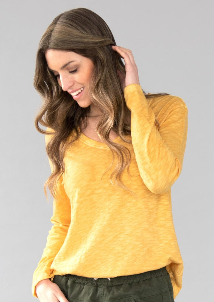 Remi Long Sleeve Slub Cotton Top