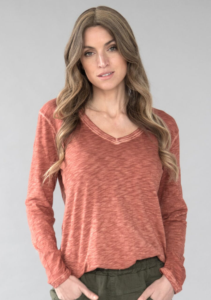 Remi Long Sleeve Slub Cotton Top