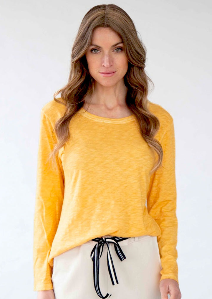 Delia Long Sleeve Slub Cotton Tee