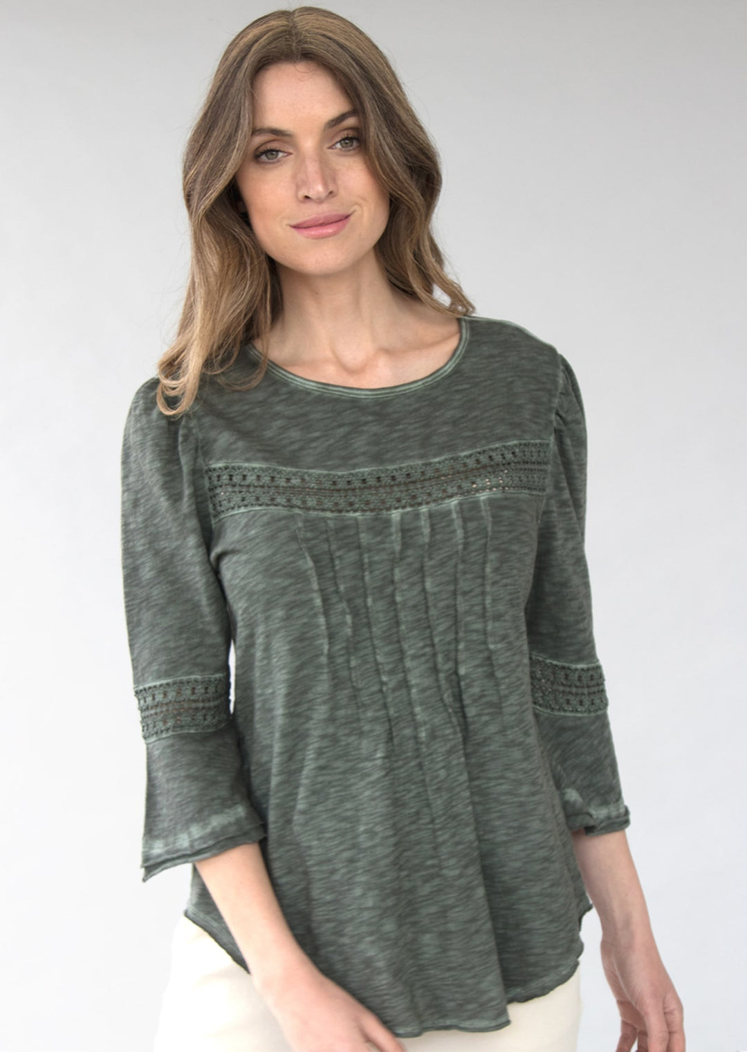 Elodie 3/4 Sleeve Slub Cotton Top