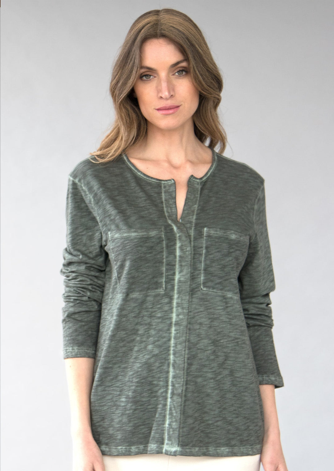 Ophelia Long Sleeve Slub Cotton Top