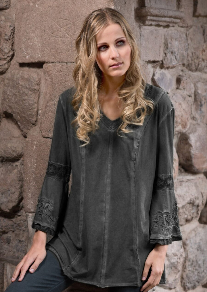 Rosatel Long Sleeve Knit Cotton Top