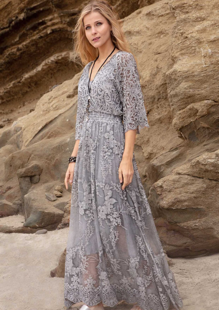 Egle Embroidered Silk Dress