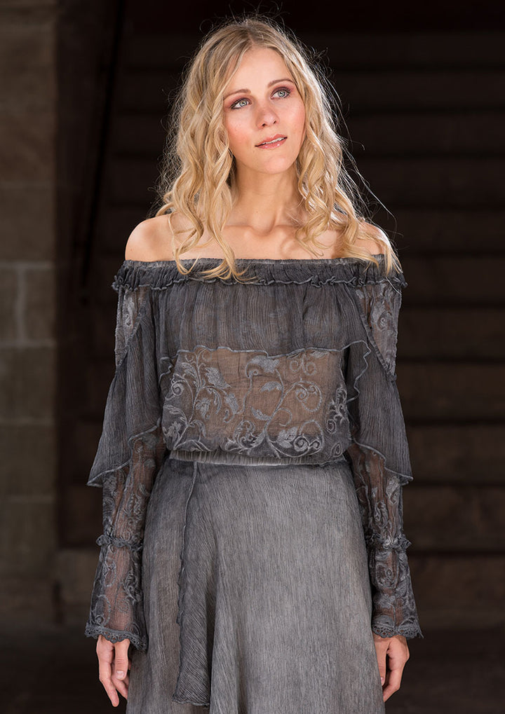 Gaela Embroidered Silk Top