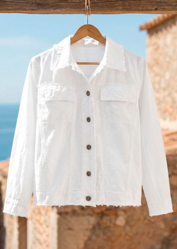 S23-858 Theressa Long Sleeve Raw Edge Cotton Jacket