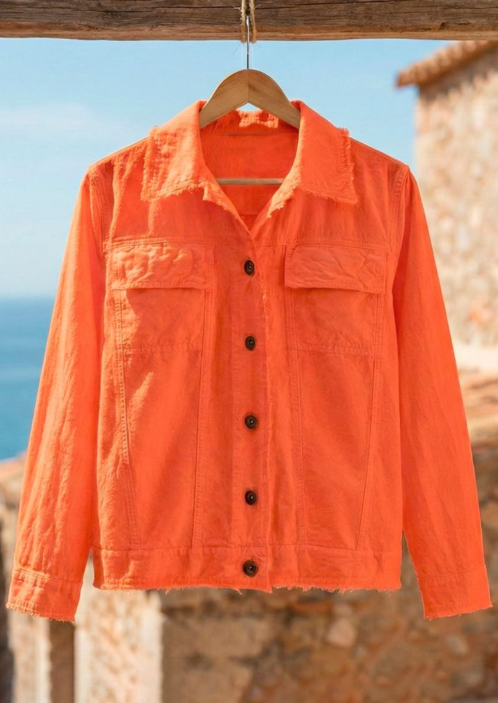 S23-858 Theressa Long Sleeve Raw Edge Cotton Jacket