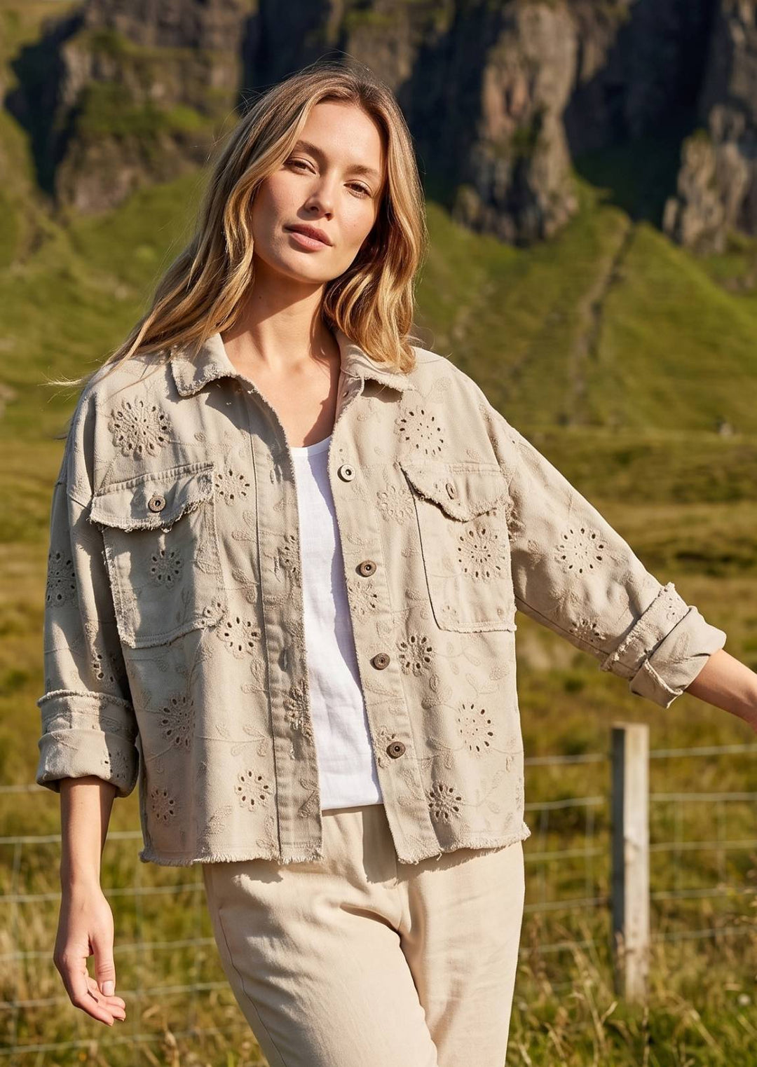 Y6209 Isaura Eyelet Cotton Jacket