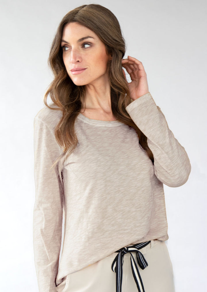 Delia Long Sleeve Slub Cotton Tee