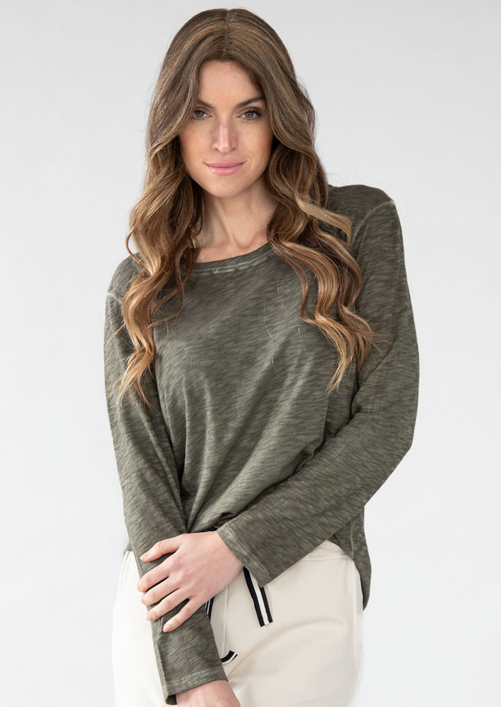 Delia Long Sleeve Slub Cotton Tee