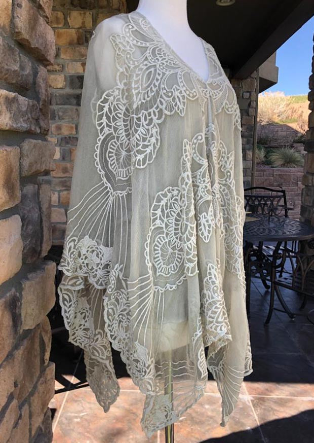 Maya Embroidered Silk Poncho